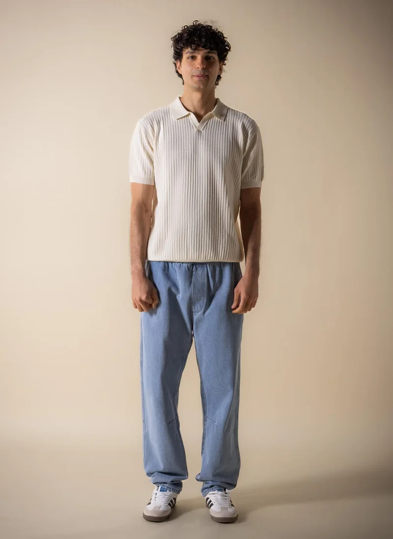 SHAPES VERTICAL RIBBED POLO SHIRT