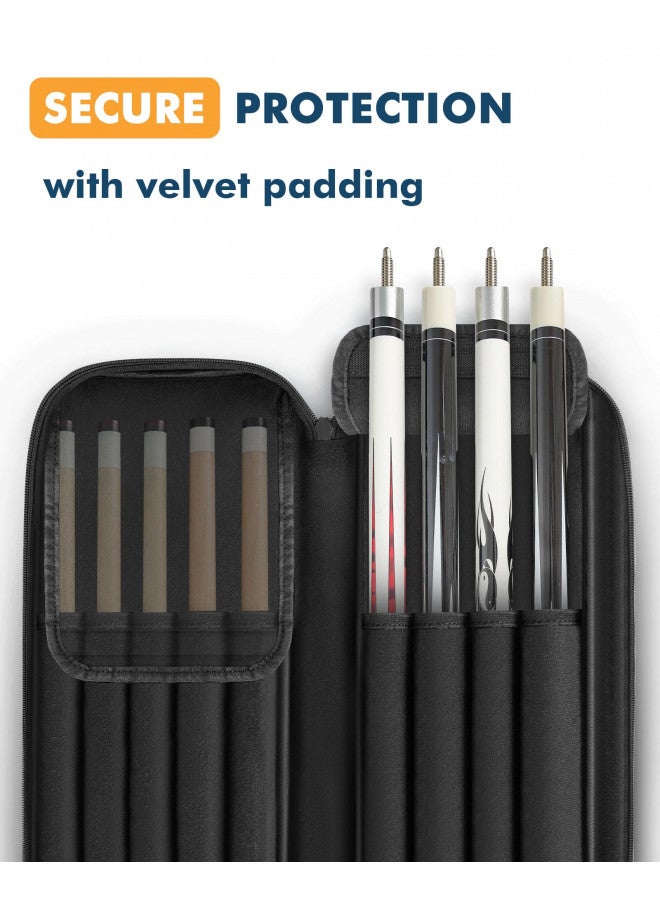 PEKREWS Pool Cue Case, Pool Stick Case 4x5 with Multiple Pockets Holds 4 Butts 5 Shafts, Soft Padded Sturdy Pool Cue Bag, Billiard Cue Backpack with Adjustable Shoulder Straps for Men and Women - Image 2