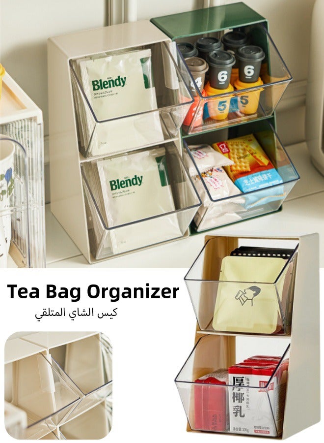 1Pack Coffee Capsule Storage Holder Tea Bag Storage Organizer Tea Storage Box, Acrylic Storage Organizer, Multi-layer Countertop Organizer for K Cups, Tea Bags, Creamer, Sugar Bags, Capsule,White  - Image 1