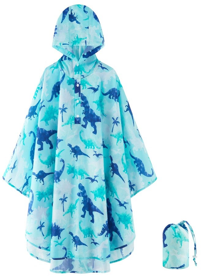 WAWSAM Lightweight Boys&Girls Rain Poncho Waterproof Toddler Raincoat Reusable Kids Portable Dinosaur Rain Slicker Outwear with Pouch Youth Rainbow Rain Jacket with Hood for School Travel Camping - Image 1