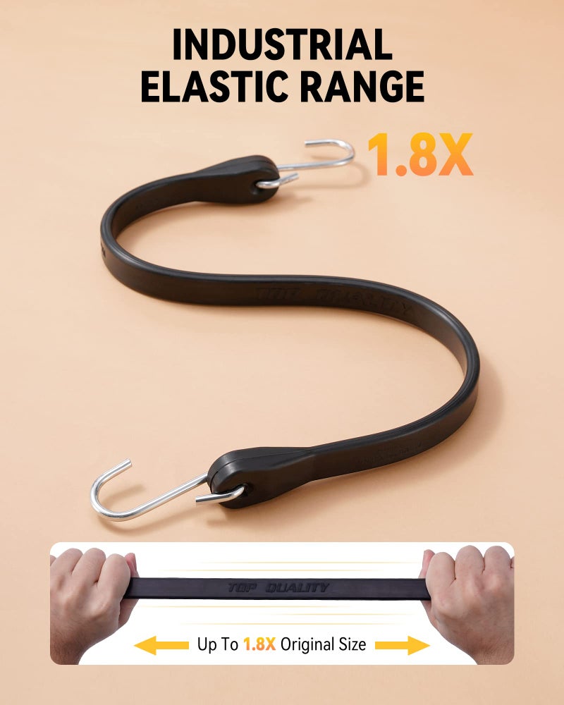 AMAZING STRAPS Rubber Bungee Cords with Hooks, Heavy Duty Bungee Straps, Assorted Sizes with 1.8X Max Stretch & Over 176 lbs Load, Black, 100% EPDM Rubber & S Hooks for Cargo, Tarps, 10", 15", 21", 31" (10 Pack) - Image 5