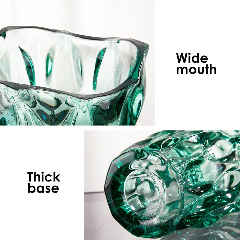 CEMABT 9.5inch 3.4 lb Glass Vases for Flowers Unbreakable Thickened Morden vase for Tables Centerpieces,Colorful,Vintage and Clear Rose Large Flower vases for Bouquet Unique Giftsï¼ˆGreenï¼‰ - Image 4