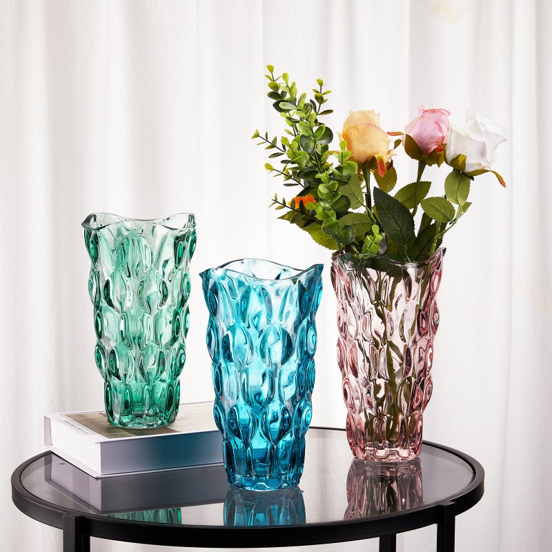 CEMABT 9.5inch 3.4 lb Glass Vases for Flowers Unbreakable Thickened Morden vase for Tables Centerpieces,Colorful,Vintage and Clear Rose Large Flower vases for Bouquet Unique Giftsï¼ˆGreenï¼‰ - Image 5