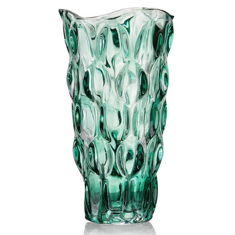 CEMABT 9.5inch 3.4 lb Glass Vases for Flowers Unbreakable Thickened Morden vase for Tables Centerpieces,Colorful,Vintage and Clear Rose Large Flower vases for Bouquet Unique Giftsï¼ˆGreenï¼‰ - Image 1