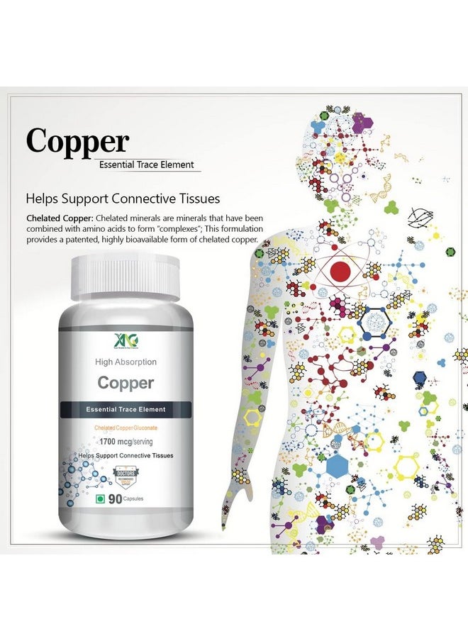 ANC Chelated Copper Gluconate - Support Connective Tissues -1700Mcg - 90 Capsules  - Image 3