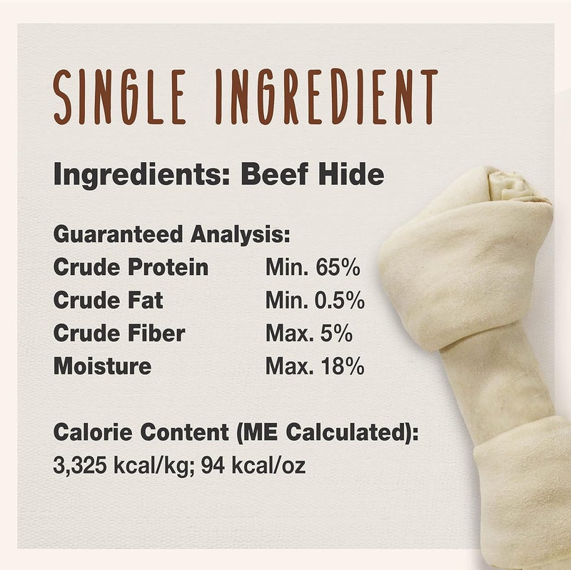 Cadet Premium Grade Beef Hide Dog Chews 67 LongLasting Knotted Rawhide Bones SingleIngredient Natural Flavor 4 Pack - Image 3