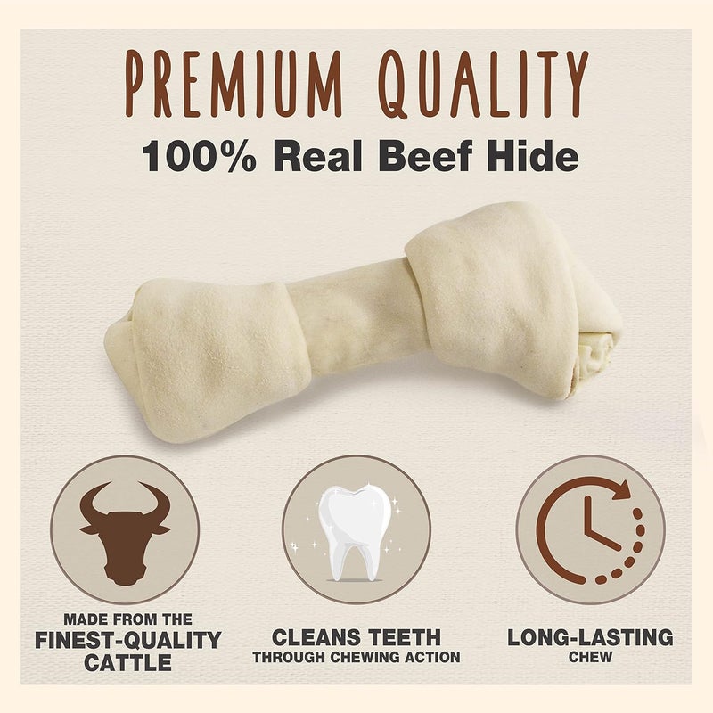 Cadet Premium Grade Beef Hide Dog Chews 67 LongLasting Knotted Rawhide Bones SingleIngredient Natural Flavor 4 Pack - Image 2