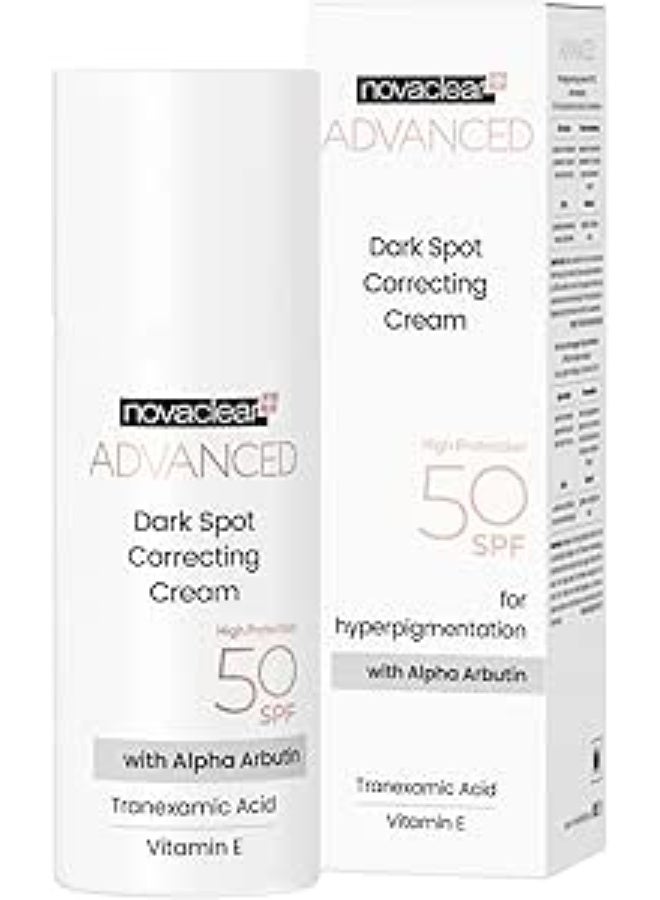 نوفاكلير Novaclear Dark Spot Correcting Cream with Alpha-Arbutin & SPF50 – Broad Spectrum UV Protection – Reduces Hyperpigmentation & Brightens Skin – 50 ML - Image 1