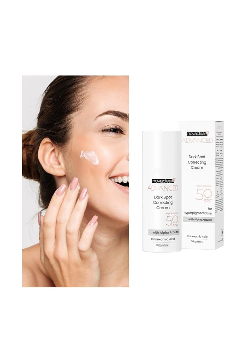 نوفاكلير Novaclear Dark Spot Correcting Cream with Alpha-Arbutin & SPF50 – Broad Spectrum UV Protection – Reduces Hyperpigmentation & Brightens Skin – 50 ML - Image 5