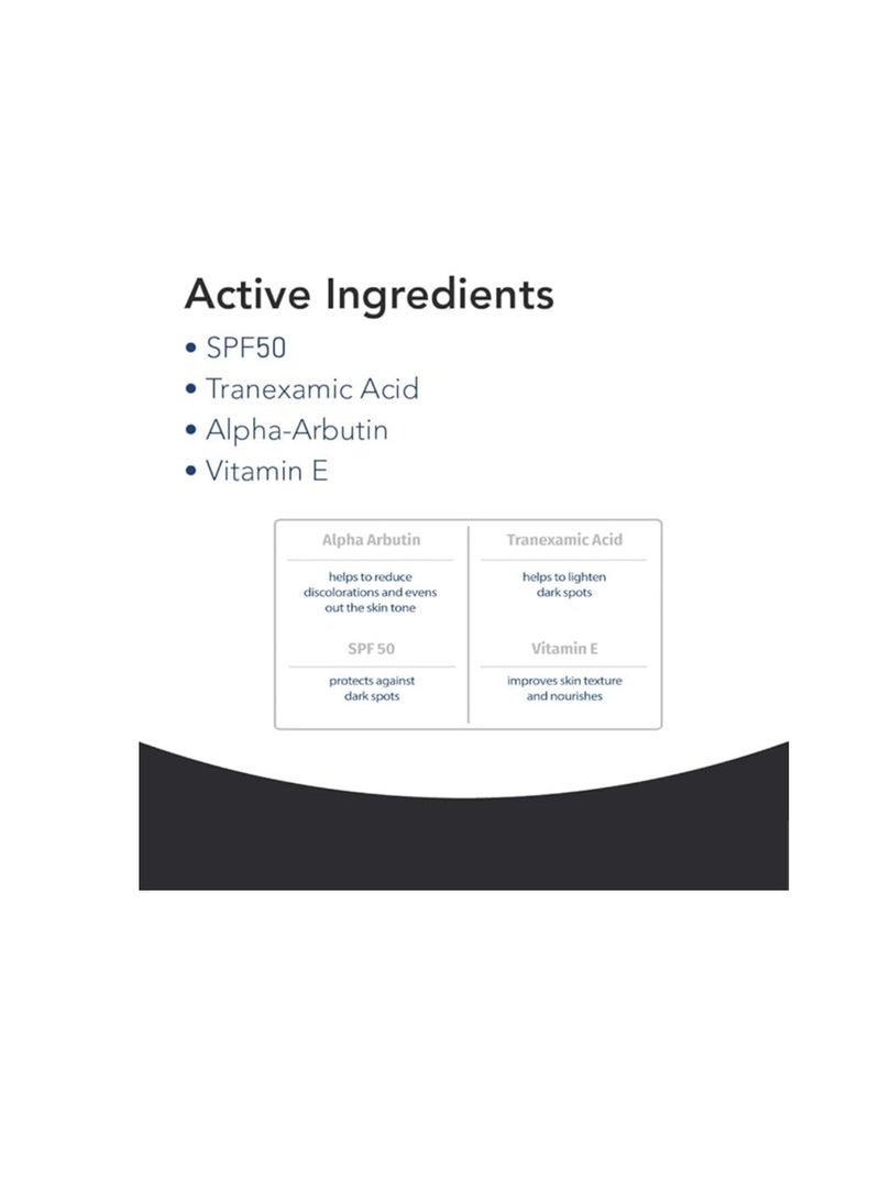 نوفاكلير Novaclear Dark Spot Correcting Cream with Alpha-Arbutin & SPF50 – Broad Spectrum UV Protection – Reduces Hyperpigmentation & Brightens Skin – 50 ML - Image 2