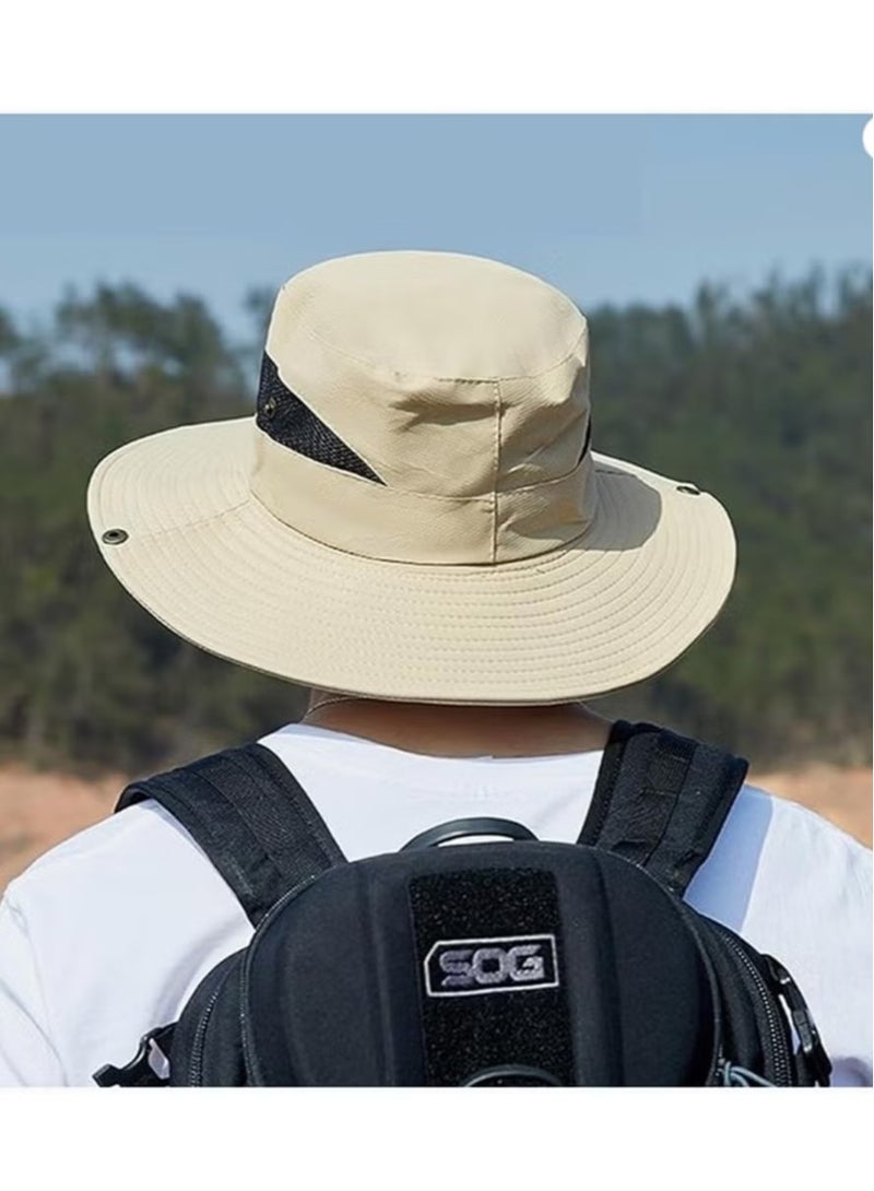 Generic Men Women Sun Hat Cowboy Hat with Straw Wide Brim Bucket Breathable Boonie Hats for Fishing, Hiking, Garden, Beach - Image 2