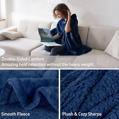 Catalonia Women's Poncho Cape, Oversized Sherpa Fleece Cloak Coat, Snuggly Hooded Wearable Blanket, Gift Idea for Women Mom - Image 5