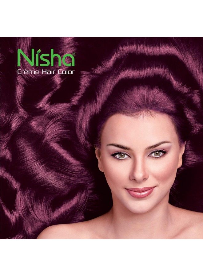 Nisha Crème Hair Color With Natural Henna Extracts For Unisex 60G + 60Ml + 18Ml Wine Burgundy (Pack Of 3) - Image 4