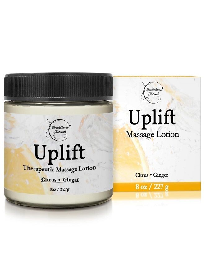 brookethorne naturals Uplift Massage Lotion Massage Cream for Massage Therapy & Home Use. Moisturizing Lotion for Effortless Glide. Shea Butter, Coconut Oil, Aloe Vera & Ginger Citrus Essential Oils - Brookethorne Naturals - Image 1