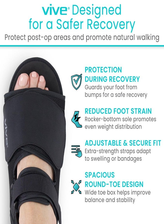 Vive Post Op Rounded Shoe for Injured Foot - Orthopedic Recovery Shoes for Women, Men - Lightweight, Adjustable Medical Walking Shoe for Post Surgery, Stress Fracture, Bunions, Sprains - Left or Right - Image 2