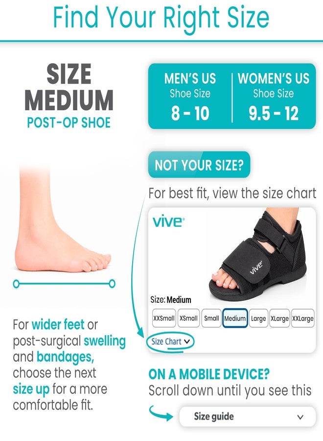 Vive Post Op Rounded Shoe for Injured Foot - Orthopedic Recovery Shoes for Women, Men - Lightweight, Adjustable Medical Walking Shoe for Post Surgery, Stress Fracture, Bunions, Sprains - Left or Right - Image 3