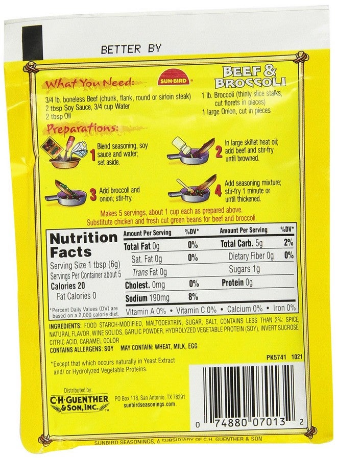 Sun Bird Sun-Bird BEEF & BROCCOLI Asian Seasoning Mix 1oz (10-pack) - Image 2