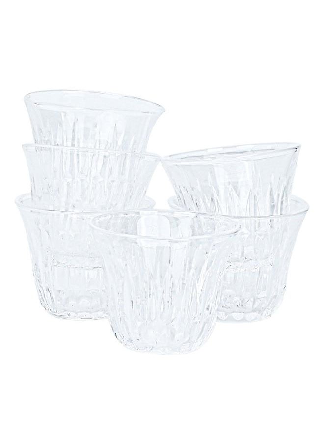Alsaif Bialat Serving Set + Crystal Cups With Saucer 18 Pieces Transparent  - Image 3