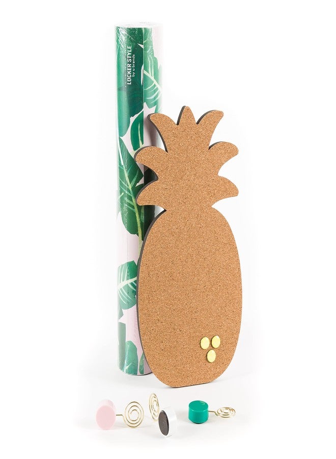 U Brands Tropical Locker Accessory Kit, Includes Magnets, Wrap, Pineapple Cork Board, Push Pins - Image 1