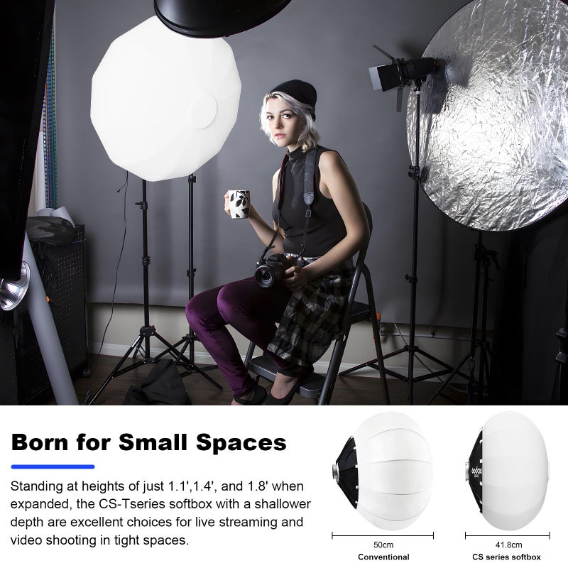 Godox CS-65T Lantern Softbox 26in / 65cm Quick Release 360Â° Light Diffuser Bowens Mount Lantern Softbox for Godox SL60 SK400 SL150 DP400 DP800 SL300 (26â€) - Image 2