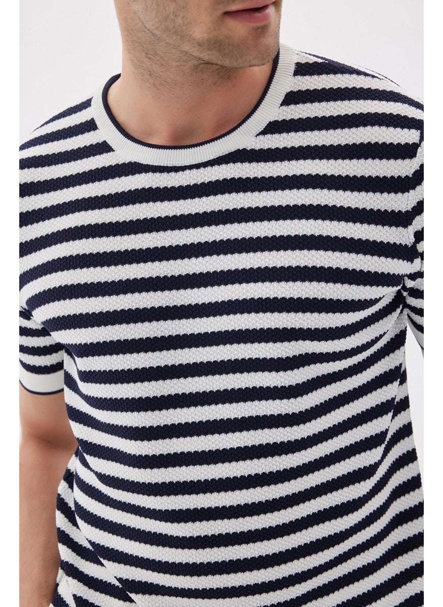 Limited Men's Striped Short Sleeve Crew Neck Rayon Knit T-shirt Navy Blue - pzsku/Z759CCDE8CEFDDEB3C5CCZ/45/_/1731039510/f4574d70-f0f8-4bdc-91a5-b03659d90ed4