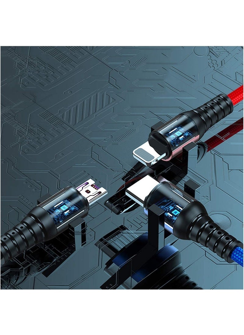 Raxoom 3 in 1 Cable, Multiple Charger Cord, Rumanle 1.2m/3.9FT with USB Type C/8-Pin/Micro USB Connector Compatible with iProducts, Android and Type C Smartphones and Tablets - Image 2
