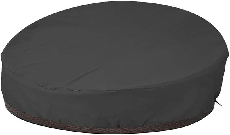 J&C Outdoor Daybed Cover Beige Round Garden Furniture Cover 90 Inches Dust-Proof and Waterproof Full Protection for Outside Patio Furniture Cover (Black) - Image 1
