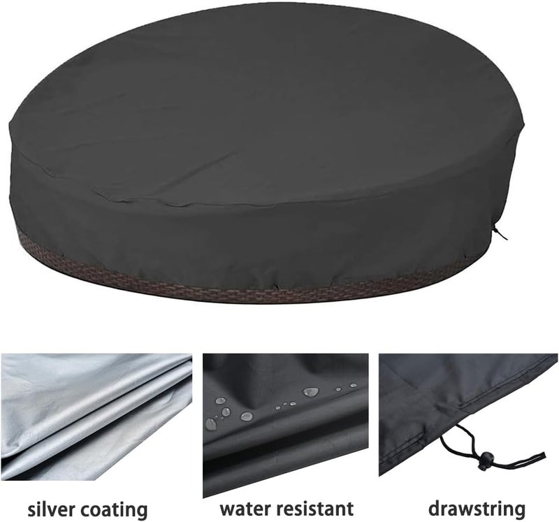 J&C Outdoor Daybed Cover Beige Round Garden Furniture Cover 90 Inches Dust-Proof and Waterproof Full Protection for Outside Patio Furniture Cover (Black) - Image 3