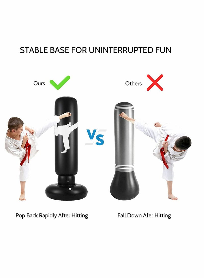 KASTWAVE كيس ملاكمة للأطفال، كيس ملاكمة قابل للنفخ قائم بذاته مقاس 63 بوصة للأطفال، ارتداد للخلف لممارسة الكاراتيه والتايكوندو والفنون القتالية المختلطة واللياقة البدنية (يتضمن مضخة هواء) - Image 5