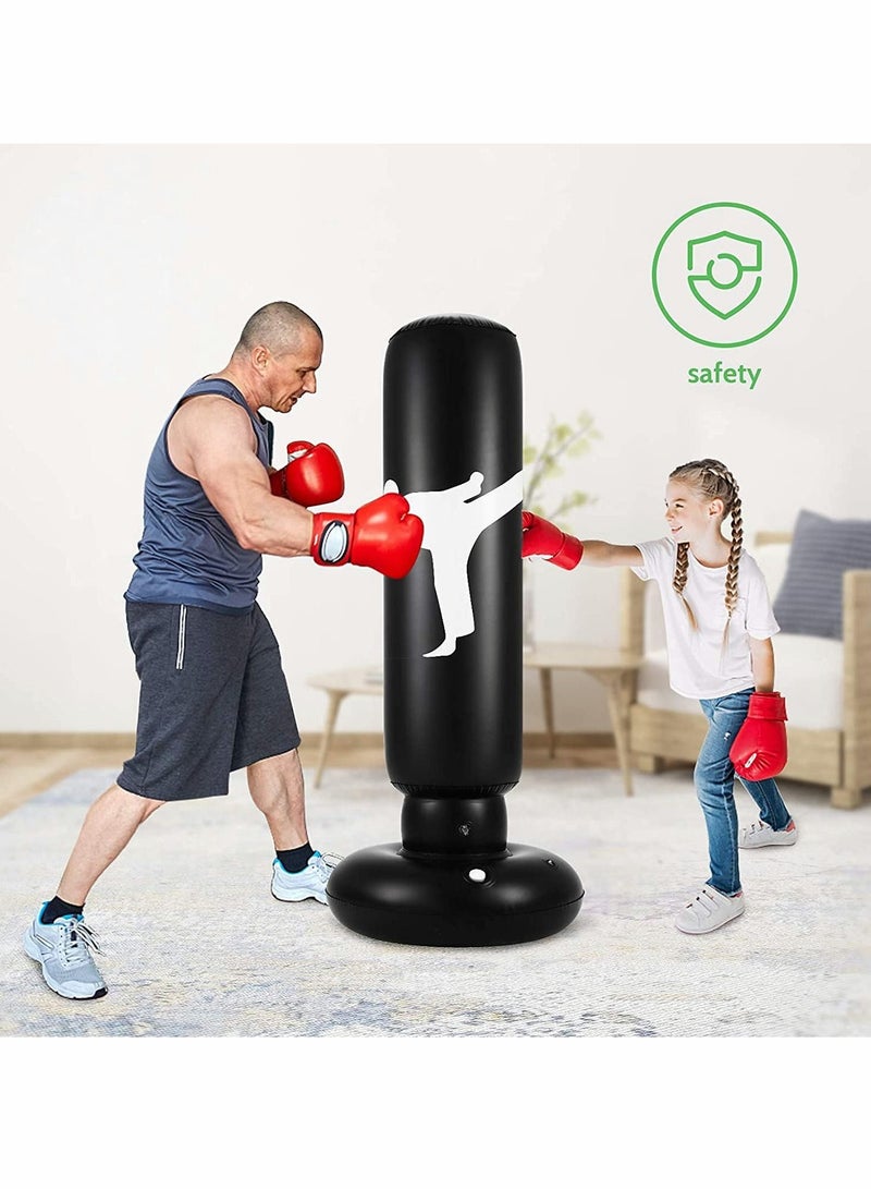 KASTWAVE كيس ملاكمة للأطفال، كيس ملاكمة قابل للنفخ قائم بذاته مقاس 63 بوصة للأطفال، ارتداد للخلف لممارسة الكاراتيه والتايكوندو والفنون القتالية المختلطة واللياقة البدنية (يتضمن مضخة هواء) - Image 3