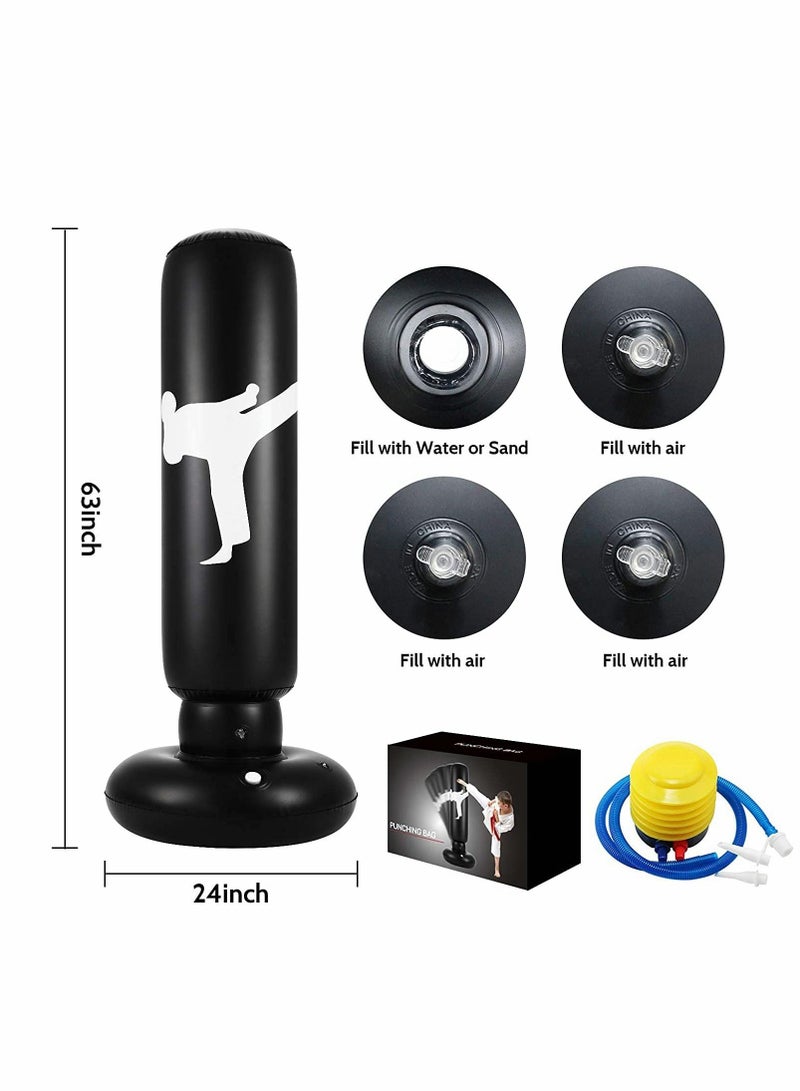 KASTWAVE كيس ملاكمة للأطفال، كيس ملاكمة قابل للنفخ قائم بذاته مقاس 63 بوصة للأطفال، ارتداد للخلف لممارسة الكاراتيه والتايكوندو والفنون القتالية المختلطة واللياقة البدنية (يتضمن مضخة هواء) - Image 2