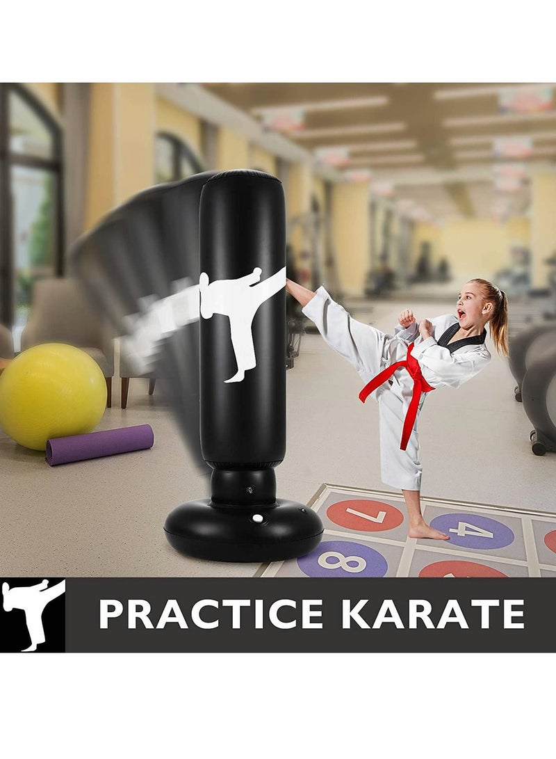 KASTWAVE كيس ملاكمة للأطفال، كيس ملاكمة قابل للنفخ قائم بذاته مقاس 63 بوصة للأطفال، ارتداد للخلف لممارسة الكاراتيه والتايكوندو والفنون القتالية المختلطة واللياقة البدنية (يتضمن مضخة هواء) - Image 4