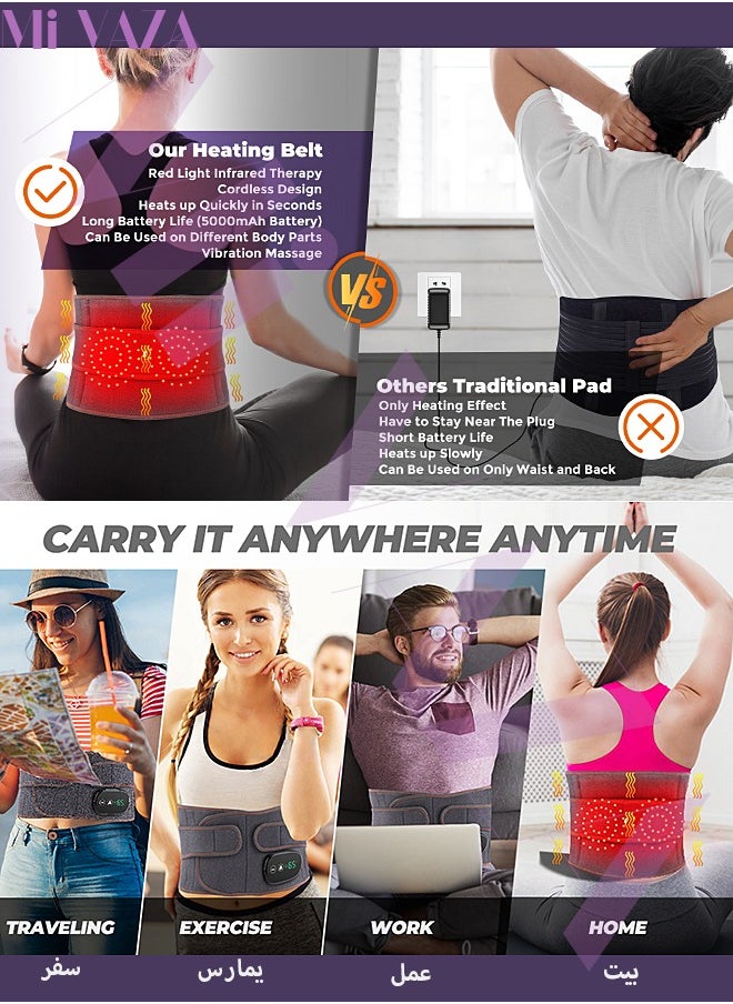 Mi VAZA Cordless Heating Pad Back Brace, Heated Back Belt Abdomen Warmer Lumbar Support with Fast Heating Massaging Modes, Back Heat Support Belt for Men & Women  - Image 3