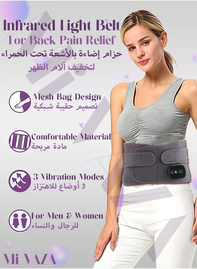 Mi VAZA Cordless Heating Pad Back Brace, Heated Back Belt Abdomen Warmer Lumbar Support with 3 Fast Heating Massaging Modes, Back Heat Support Belt for Men & Women 