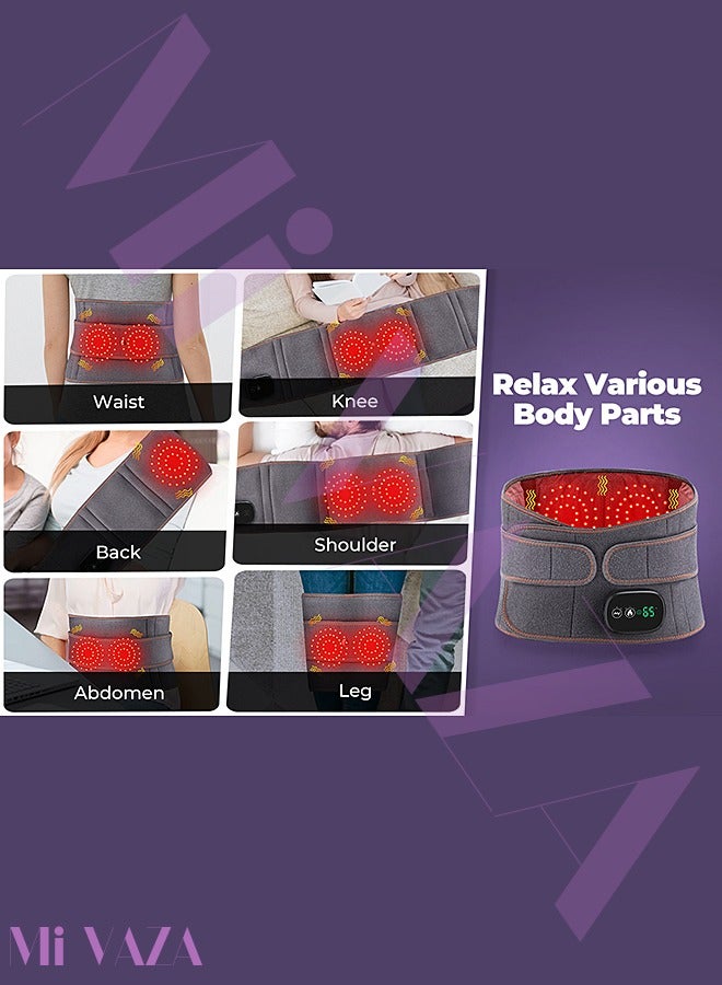 Cordless Heating Pad Back Brace, Heated Back Belt Abdomen Warmer Lumbar Support with Fast Heating Massaging Modes, Back Heat Support Belt for Men & Women