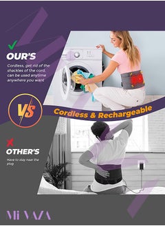 Mi VAZA Cordless Heating Pad Back Brace, Heated Back Belt Abdomen Warmer Lumbar Support with Fast Heating Massaging Modes, Back Heat Support Belt for Men & Women  - Image 2