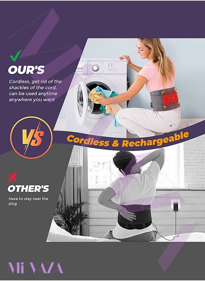 Mi VAZA Cordless Heating Pad Back Brace, Heated Back Belt Abdomen Warmer Lumbar Support with Fast Heating Massaging Modes, Back Heat Support Belt for Men & Women  - Image 2