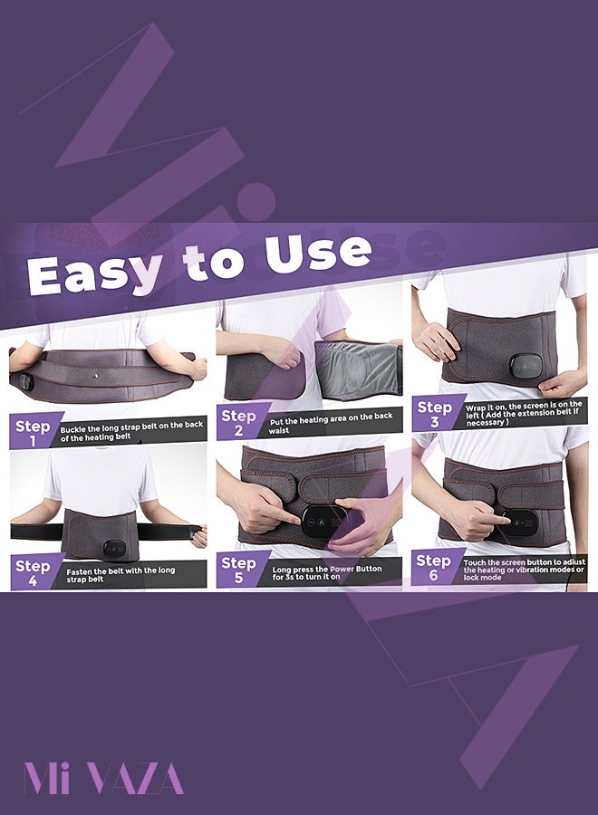 Cordless Heating Pad Back Brace, Heated Back Belt Abdomen Warmer Lumbar Support with Fast Heating Massaging Modes, Back Heat Support Belt for Men & Women