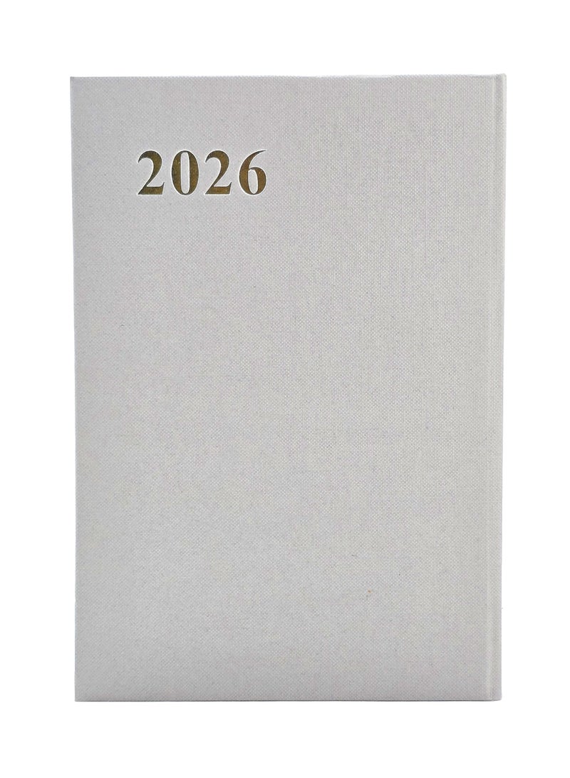2026 Diary, Daily Planner Notebook,  Cloth Cover, Thick Paper - Grey - Image 1