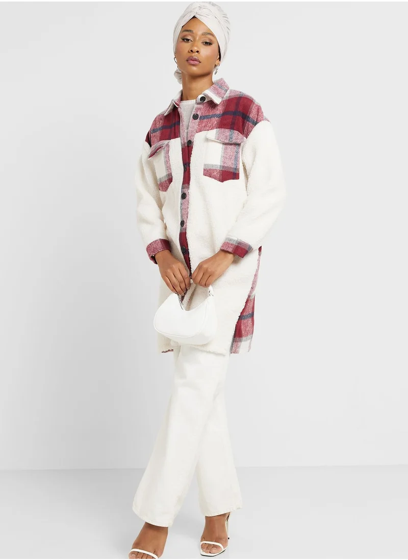 Khizana Button Down Tartan Shirt Coat