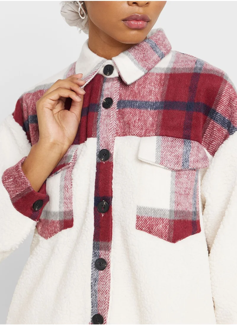 Khizana Button Down Tartan Shirt Coat