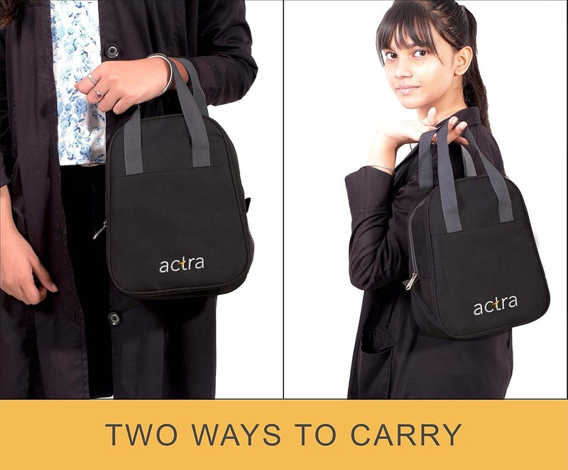 Actra Prima Fabric Lunch Bag for Men Women and Kids Tiffin Carrier for Office Waterproof Lunch Tote Pack of 1 Black 6 Litre Oxford  - Image 5