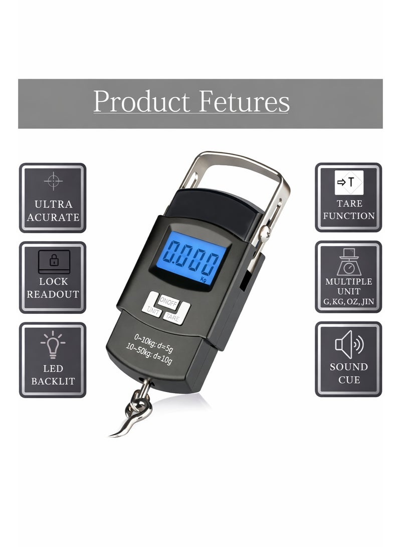 SCALE Portable Digital Hanging Scale – 50kg/110lb | Luggage, Groceries, Courier & Household Use | LCD Display, Tare & Unit Function - Image 2