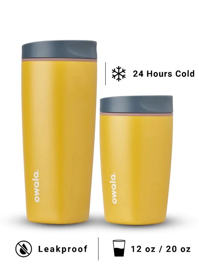 كوب قهوة SmoothSip Slider المعزول من الفولاذ المقاوم للصدأ، سعة ٢٠ أونصة/١٢ أونصة، كوب قهوة مثلجة قابل لإعادة الاستخدام، كوب قهوة ساخنة للسفر، خالٍ من مادة BPA - Image 1