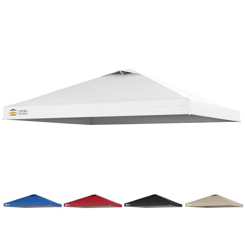 CROWN SHADES 12x12 Canopy Replacement Top Only Compatible with Crown Shades RM144 Series Silver Coated with Air Vent WhiteTop Only - Image 1