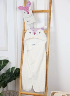 FUN MOMENT Cute Baby Towel with Mitten with Cute Designs for Newborn Baby Hooded Baby Towel  - Image 1