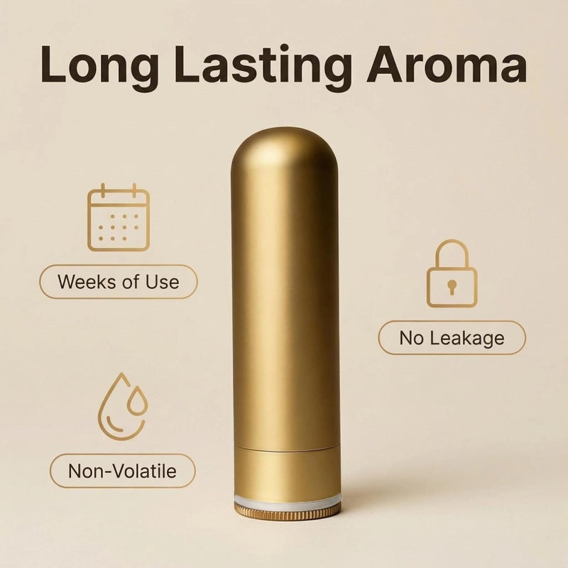 OiwMuOck Metal Nasal inhalers for Essential Oils Refillable Aluminum Aromatherapy Inhaler Comes with 20 Cotton Wicks - for Aromatherapy (2+20 pc) - Image 4
