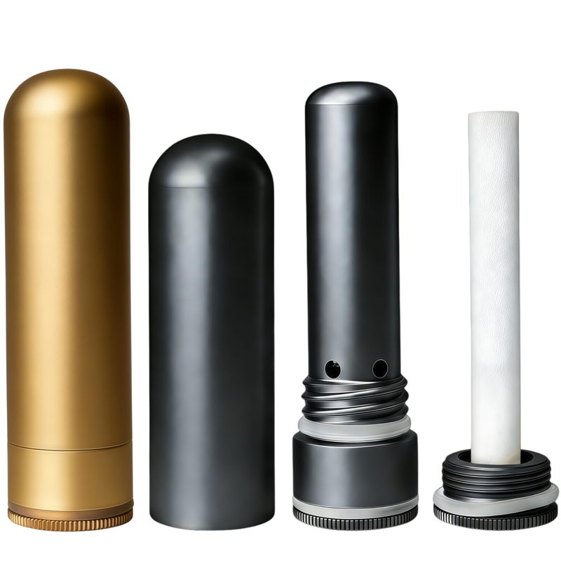 OiwMuOck Metal Nasal inhalers for Essential Oils Refillable Aluminum Aromatherapy Inhaler Comes with 20 Cotton Wicks - for Aromatherapy (2+20 pc) - Image 1