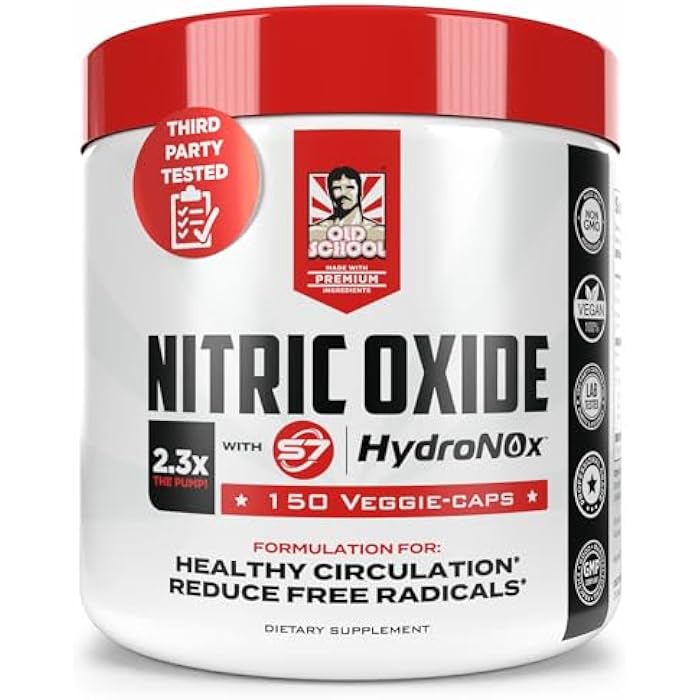 Old School Labs Nitric Oxide Booster for Men & Women, Pre-Workout Supplement with HydroNOx™ Citrulline HCl & S7® Blend for Enhanced Blood Circulation, Muscle Pump & Endurance - 150 Vegan Capsules - Image 1
