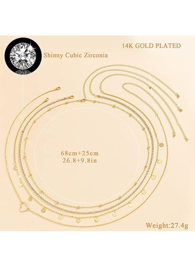 Metal Waist Chain for Women Girls Adjustable Body Link Belt Fashion Belly Jewelry 4 Pieces Belly Waist Chain, Summer Body Beach Jewelry for Jeans Dresses (Gold) - Image 4